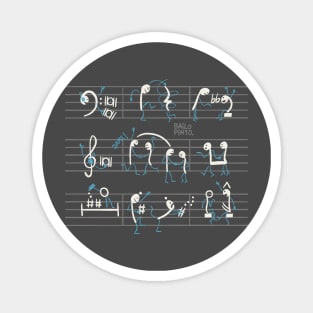 Musical notes dancing (black edition) Magnet